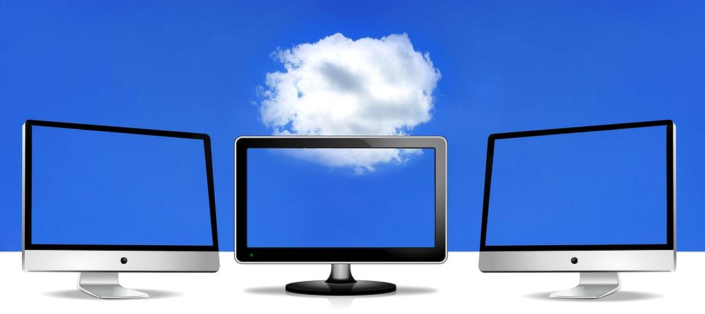 Cloud service concept with servers and digital connection